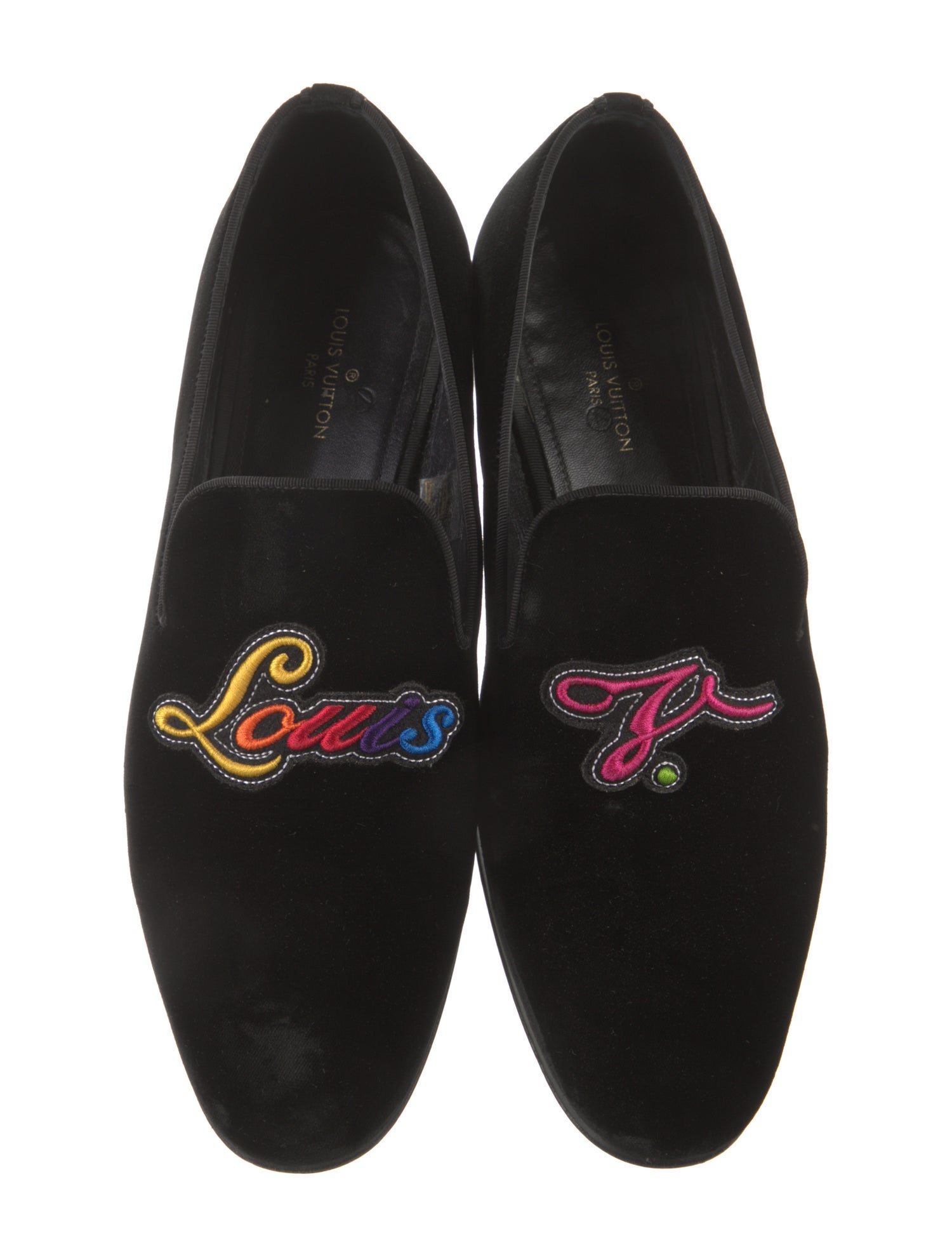 Louis Vuitton Velvet Embroidered Accent Slippers